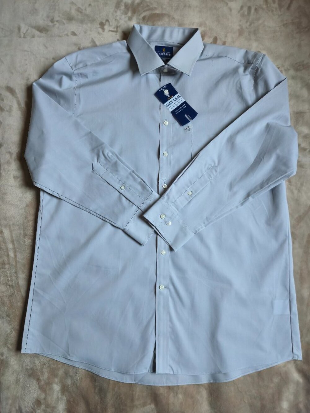 NWT Stafford Travel Easy-Care Broadcloth Dress Shirt Gray Fitted Men's 18 34-35